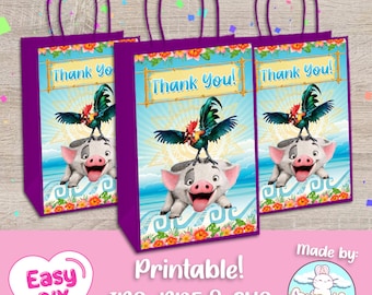 Moana Party Favor Bag Labels: Customizable Gift Bag (Digital File)
