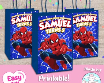 Spiderman Gift Bags Label - Favor Bag Labels - Spider-Man - Peter Parker - Favor Bags - Digital File - Customizable (PDF, JPG & SVG)