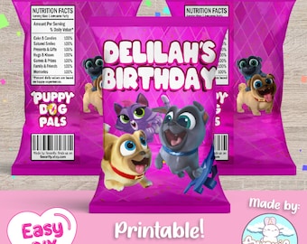 Puppy Dog Pals Chip Bags Wrapper - Favor Bags - Puppy Pals - Gift Bags - Treat Bags - Chips - Digital File - Customizable (PDF, JPG & SVG)