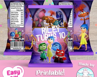 Inside Out Chip Bags Wrapper - Intensamente - Inside Out Party - Inside Out 2 - Favor Bags - Digital File - Customizable (PDF, JPG & SVG)
