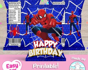 Spiderman Chip Bags Wrapper - Avengers - Spider-Man - Peter Parker - Spidey - Favor Bags - Digital File - Instant Download (PDF, JPG & SVG)