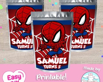 Spiderman Juice Pouch Label - CapriSun Labels - Spider-Man - Peter Parker - Favor Bags - Digital File - Customizable (PDF, JPG & SVG)