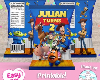Envoltorios para bolsas de papas fritas de Toy Story - Fiesta de Toy Story - Bolsas de regalo - Papas fritas - Archivo digital - Personalizable (PDF, JPG y SVG)