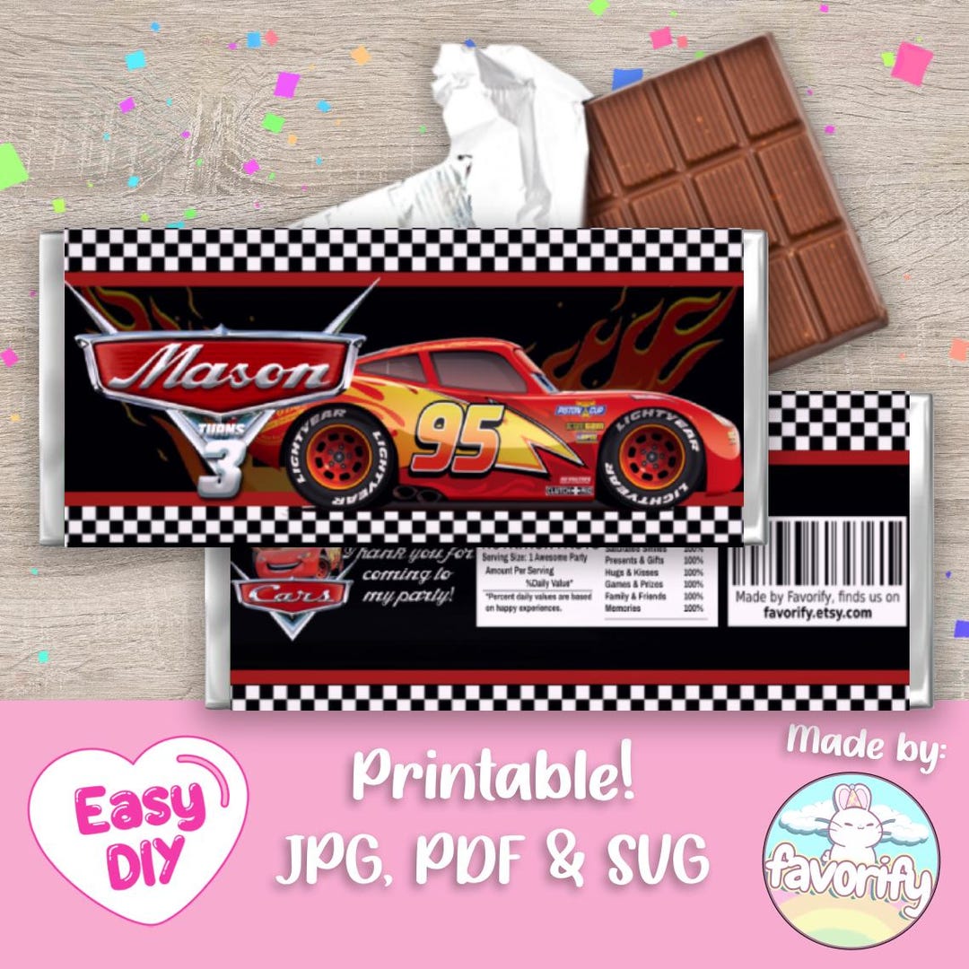 Cars Candy Bar Label - Cars Party - Lightning Mcqueen - Cars Movie ...