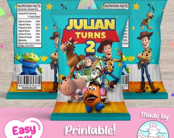 Envoltorios para bolsas de papas fritas de Toy Story - Fiesta de Toy Story - Bolsas de regalo - Papas fritas - Archivo digital - Personalizable (PDF, JPG y SVG)