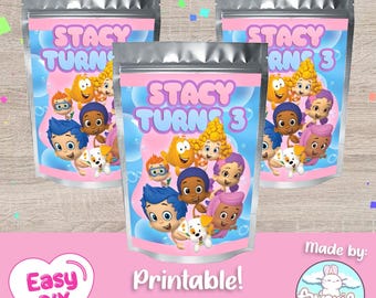 Bubble Guppies Juice Pouch Labels - Juice Pouches - Caprisun Koolaid Label - Favor Bags - Digital File - Customizable (PDF, JPG & SVG)