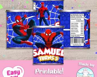 Spiderman Pringles Label - Pringles Wrap - Chips Can - Spider-Man - Peter Parker - Favor Bags - Digital File - Customizable (PDF, JPG & SVG)