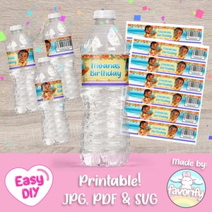 Baby Moana Wasserflaschenetikett - Moana Party - Baby Moana Gastgeschenke - Flaschenverpackung - Digitale Datei - anpassbar (PDF, JPG & SVG)
