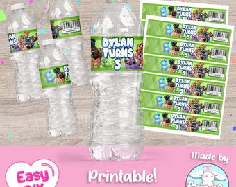 Puppy Dog Pals Water Bottle Label - Puppy Pals - Dog Pals Birthday Party - Bottle Wrapper - Digital File - Customizable (PDF, JPG & SVG)