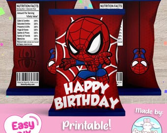 Envoltorio para bolsas de golosinas de Spiderman - Vengadores - Spider-Man - Peter Parker - Spidey - Bolsas de regalo - Archivo digital - Descarga instantánea (PDF, JPG y SVG)