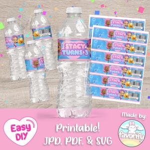 Bubble Guppies Water Bottle Labels - Bubbles Guppies Water Wrap - Favor Bags - Chips - Digital File - Customizable (PDF, JPG & SVG)