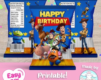 Toy Story Chip Bags Wrapper - Toy Story Etiketter - Woody - Buzzyear - Toystory - Presentpåsar - Digital fil - Direkt nedladdning (PDF, JPG och SVG)
