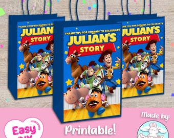 Etiqueta de bolsas de regalo de Toy Story - Woody - Buzz Lightyear - Toy Story Party - Bolsas de favor - Favores - Archivo digital - Personalizable (PDF, JPG y SVG)