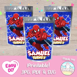 Spiderman Juice Pouch Label - CapriSun Labels - Spider-Man - Peter Parker - Favor Bags - Digital File - Customizable (PDF, JPG & SVG)
