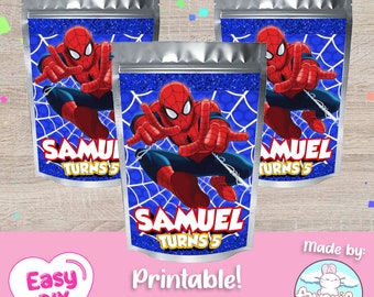 Spiderman Juice Pouch Label - CapriSun Labels - Spider-Man - Peter Parker - Favor Bags - Digital File - Customizable (PDF, JPG & SVG)