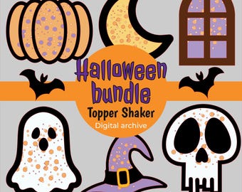3D Halloween Shaker SVG Bundle | 8 Spooky Cake Topper Cut Files | Instant Download