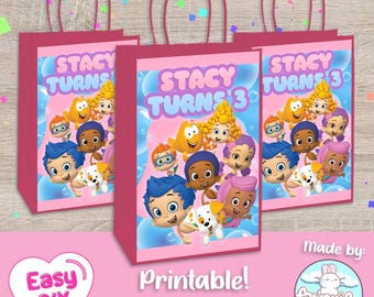 Bubble Guppies Gift Bag Labels - Guppies Favors - Favor Bags Labels - Treat Bag - Favor Bags - Digital File - Customizable (PDF, JPG & SVG)