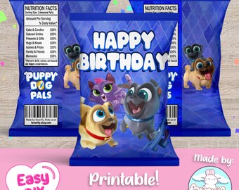 Puppy Dog Pals Chip Bags Wrapper - Favor Bags - Puppy Pals - Treat Bags - Chips - Digital File - Instant Download (PDF, JPG & SVG)