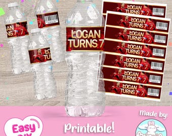 Etiqueta para botella de agua de Cristiano Ronaldo - CR7 - Fútbol - Envoltorio para botella - Envoltorio para botella de agua - Bolsas de regalo - Archivo digital - Personalizable (PDF, JPG, SVG)