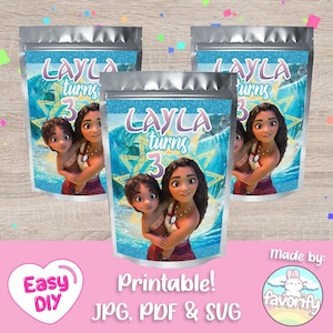 Moana 2 Juice Pouch Label - CapriSun - Simea - Moana Party - Baby Moana Favor - KoolAid Label - Digital File - Customizable (PDF, JPG & SVG)