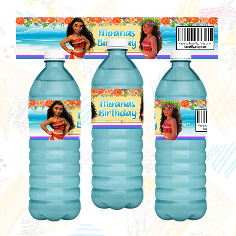 Moana Water Bottle Label Moana Party Baby Moana Favors Bottle Wrapper ...