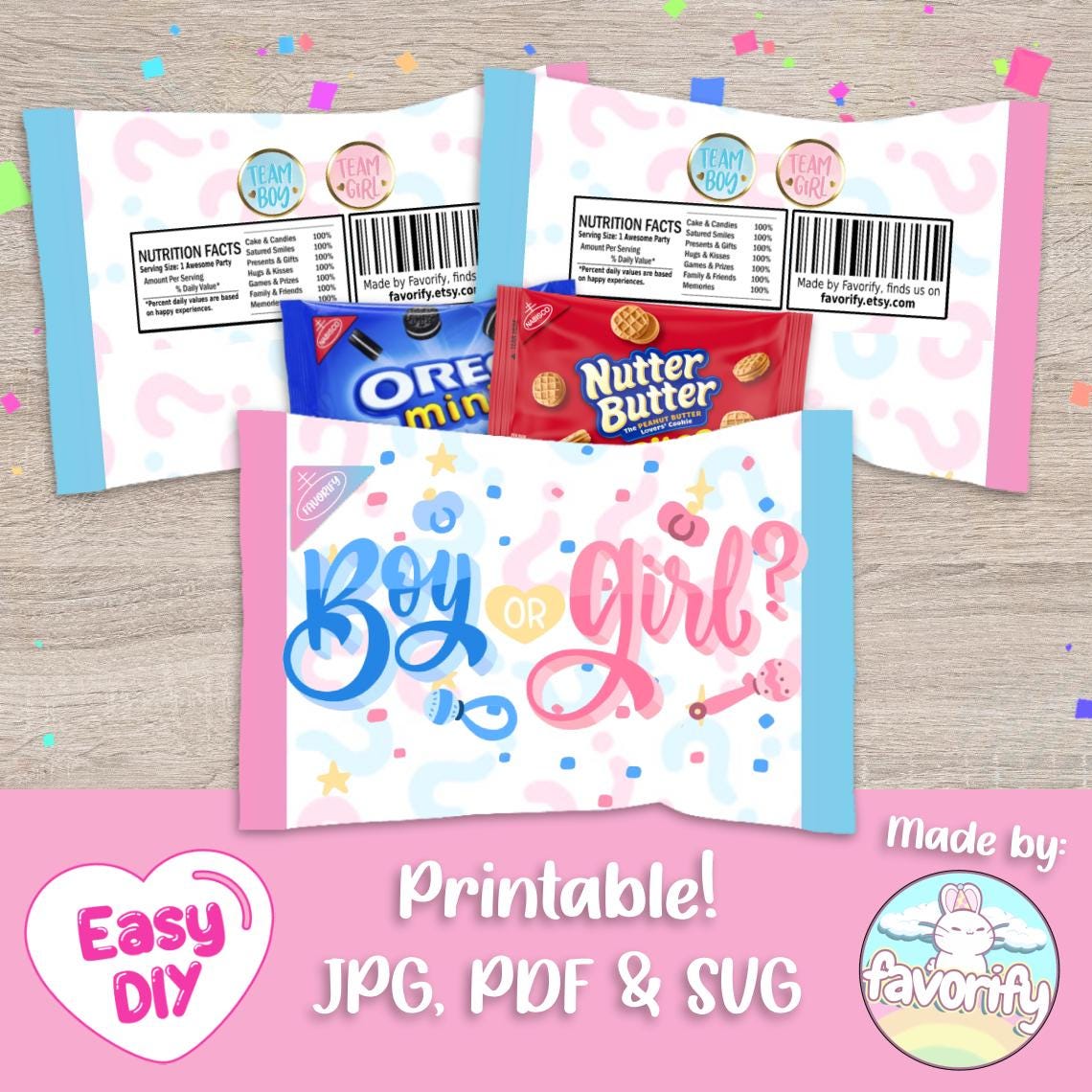 Oreo Wrapper Design Gender Reveal Cookies Wrapper - Gender Reveal - Oreos - Boy or Girl ...