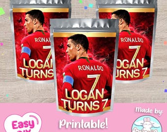 Cristiano Ronaldo Juice Pouch Label - CapriSun - CR7 Party Favors - Ronaldo - KoolAid Label - Digital File - Customizable (PDF, JPG & SVG)