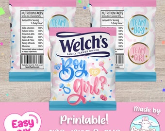 Gender Reveal Fruit Snacks Wrapper - Fruit Snacks Labels - Favor Bags - Gummies - Digital File - Instant Download (PDF, JPG & SVG)