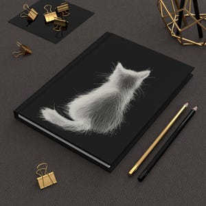 Carnet cartonné chat - carnet de notes chat noir - cadeau pratique pour les amoureux des chats, impression d'art à la craie, idée cadeau élégante