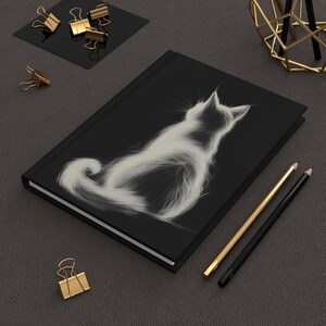 Carnet cartonné chat pelucheux - carnet de notes chat noir - cadeau pratique pour amoureux des chats, impression d'art à la craie, idée cadeau élégante cadeau d'amour de chat