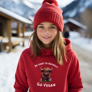 Cute Vegan Kids Hoodie Sweater Be kind to animals Gift for Vegan Animal Activist Christmas Birthday Valentines Day Shirt Go Vegan Sweatshirt