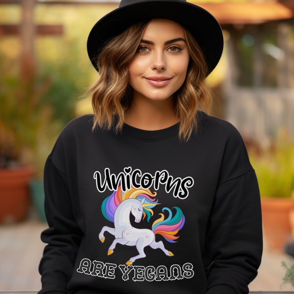 Funny sweatshirt for vegans, gift idea for her, Christmas birthday Mother's Day Santa Claus, Unicorns are Vegans, unicorn lovers