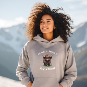 Vegan Hoodie Unisex Heavy Blend Sweater Be kind to animals Gift for Vegan Animal Activist Christmas Birthday Valentines Day Shirt Go Vegan