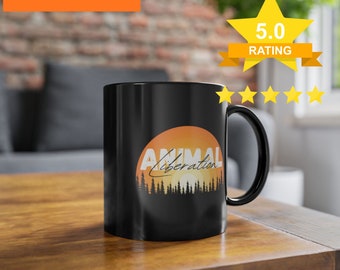 Vegan Coffee Mug Black Mug Gift for Vegans Animal Liberation Coffee Cup Office Mug Vegetarian Mug Vegan Pride