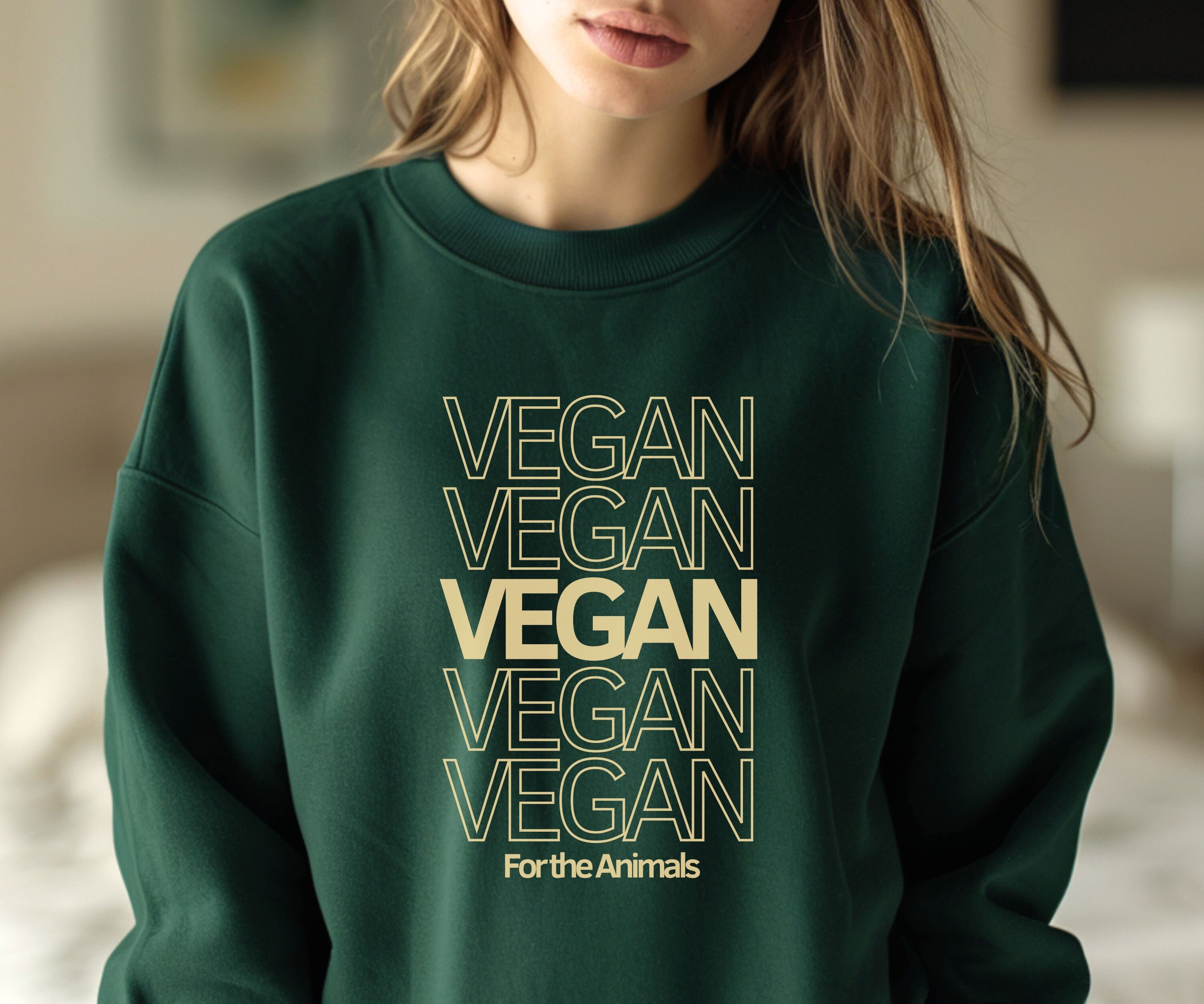 Vegan Sweatshirt, Cool Vegan Shirt, Gift for Vegan Person, Gifted Vegan, Gildan 18000 Crewneck Sweatshirt Unisex, Vegan for the Animals