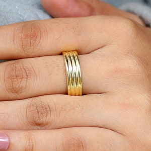 18k gouden vermeil dikke bandring: sterlingzilveren minimalistische sieraden
