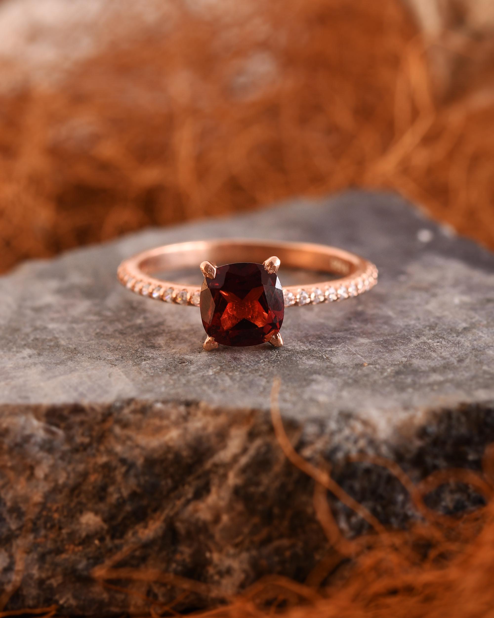 2ct Garnet Ring - Etsy Australia Hessonite Garnet 2.60ct Solid 18K Gold Ring main image 0