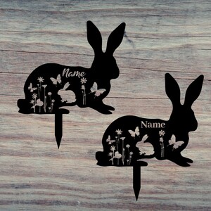 Custom Yard Sign Metal Art, Metal Garden Decor Art, Personalized Metal Stake Name Sign, Cute Rabbit Garden Lawn Decoration, Customize Name