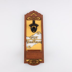 Personalized Metal Bottle Opener,  Rustic Engraved Beer Bottle Opener with Cap Catcher Wall Mounted, Groomsmen Gift, Wedding Gift Ideas