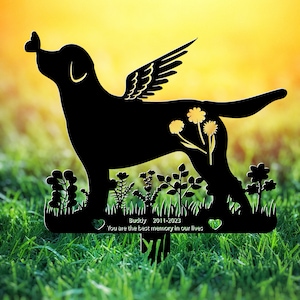 Personalized Pet Metal Memorial Garden Stake, Dog Memorial Sign, Pet Grave Markers, Pet Name Stake, Dog Loss Gifts, Metal Garden Yard Sign
