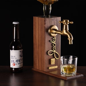 Personalized Embossed Named Wooden Whiskey Dispenser丨Engraved Alcohol Dispenser丨Home Bar Decor丨Beverage Dispenser丨 Fathers Day Gift