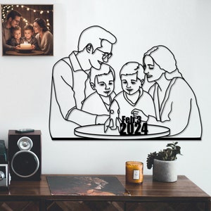 Custom Metal Portrait, Family Portrait Drawn Laser Cutting from Iron, Wall Decor, Personalized Portrait from Photo, Father's Day Gift image 4