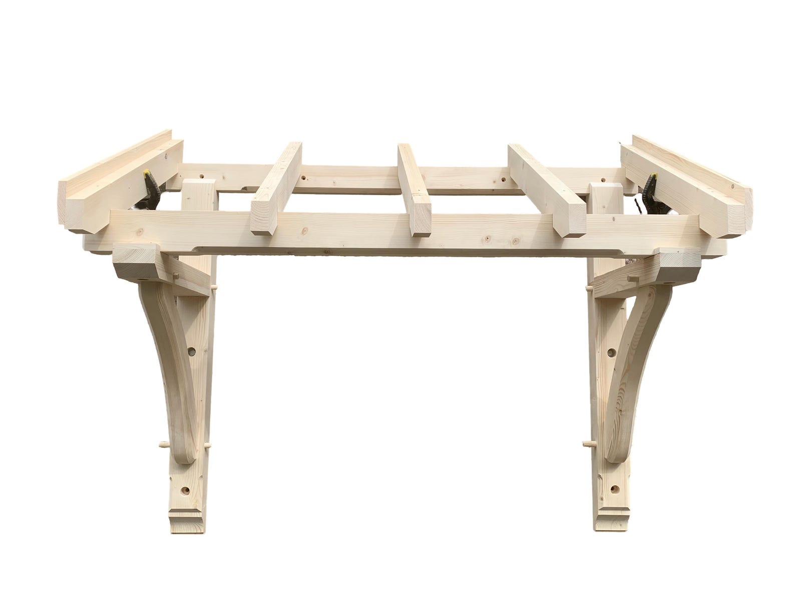Wooden Pine Flat Roof Porch Canopy Frame Kit to My Green Oak Design ...
