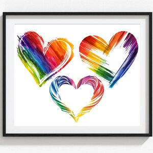 Clipart de la Saint-Valentin, Rainbow Hearts, Love Day Clipart, fierté LGBT
