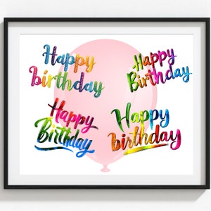 Clipart de feliz aniversário para imprimir, clipart de arco-íris, orgulho LGBT