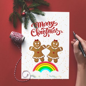 Carte de Noël numérique lesbienne pour petite amie, fierté LGBT