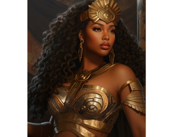 Goddess Athena Black Woman Wall Art Print Poster Unframed
