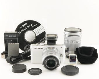 OLYMPUS PEN Lite E-PL3 Vit [3 500 bilder] + 14–42 mm + 40–150 mm + 4 GB SD-kort från Japan #8464