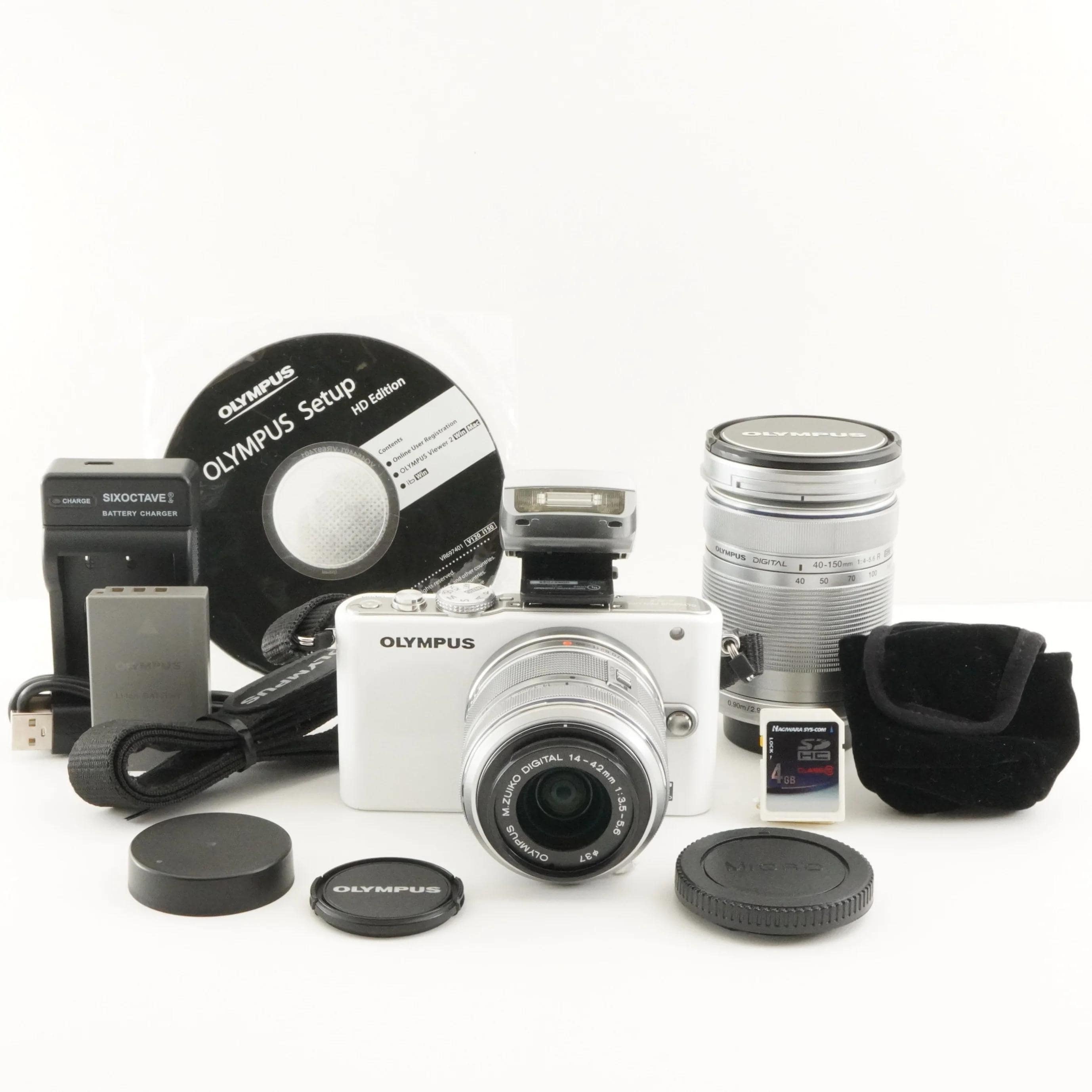OLYMPUS PEN Lite E-PL3 標準レンズ SDカード付 OLYMPUS PEN Lite E-PL3 ホワイト [3,500枚撮影] + 14-42 mm + 40-150