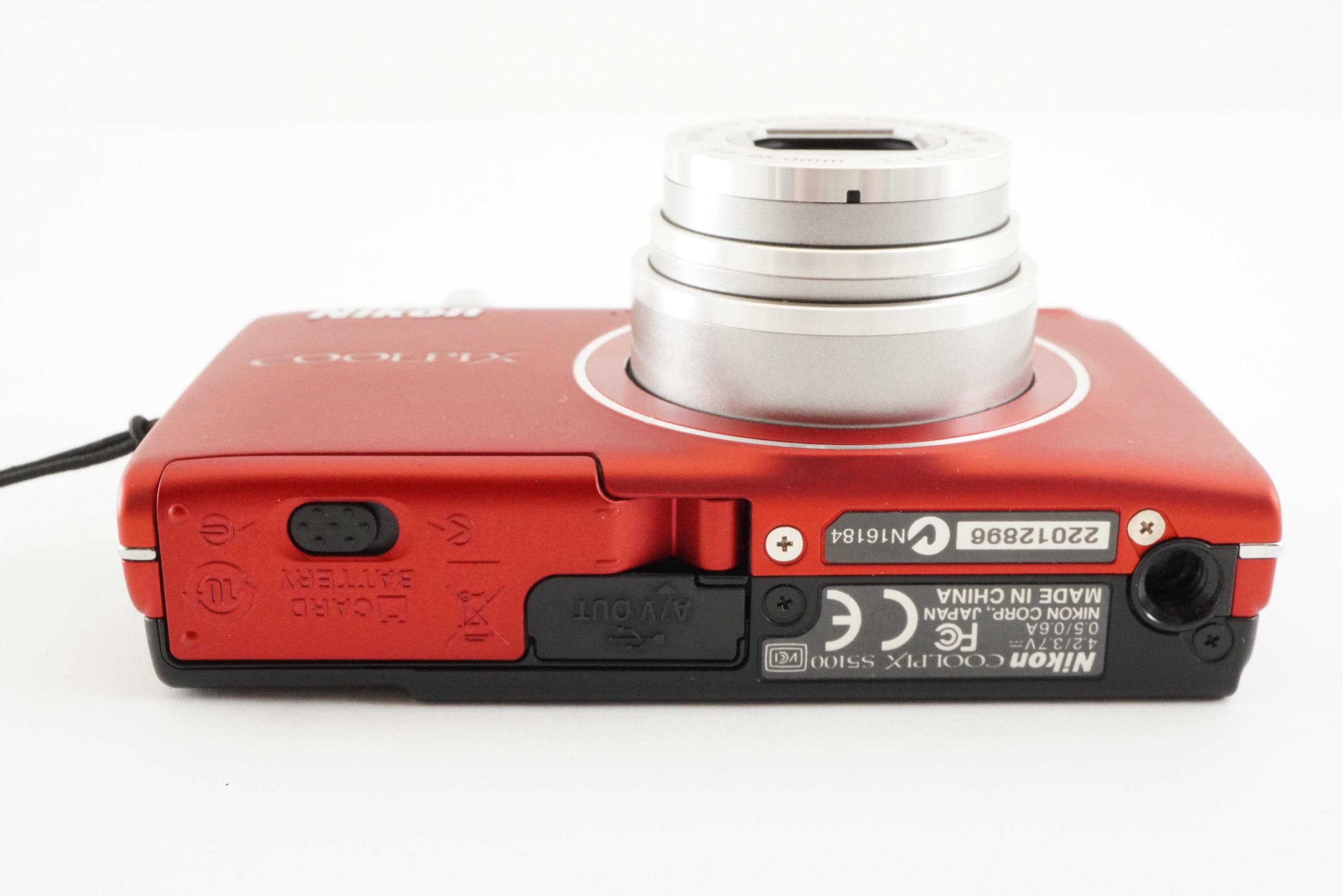 Nikon COOLPIX S5100 Red & 4GB Sdhc Card Compact Digital